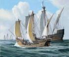 Корабли первого путешествия Колумба был корабль Санта-Мария, и каравеллы, Пинта и Нина
